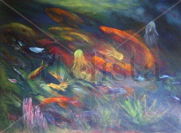 El orígen de la vida Oil Canvas Landscaping