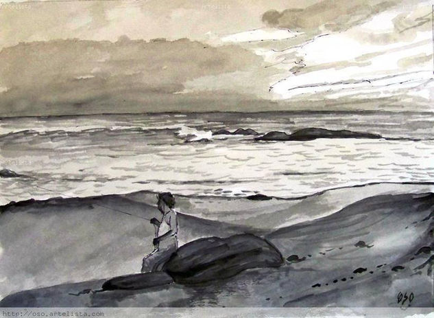 "Pescando al amanecer" Ink