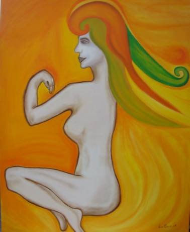 explocion en naranja Oil Canvas Figure Painting