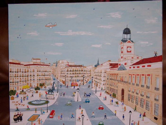 Puerta del Sol .Madrid Óleo Lienzo Paisaje