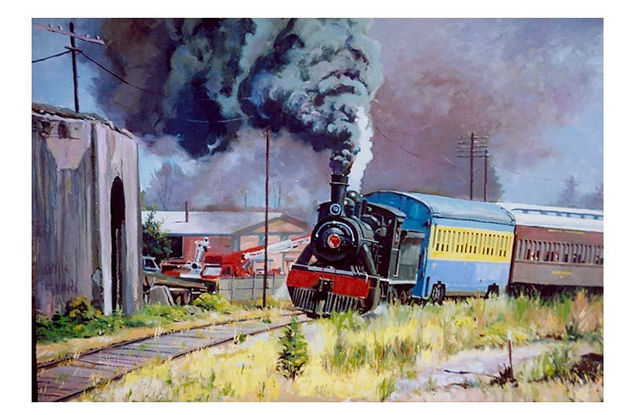 tren turistico Óleo Tabla Paisaje