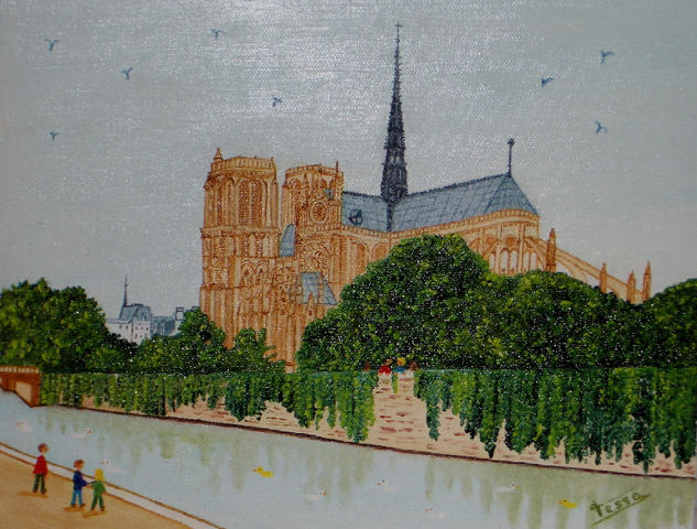 Notre Dame.Paris Óleo Lienzo Paisaje