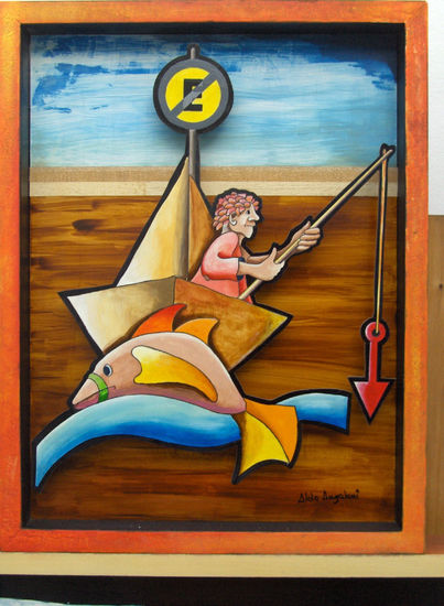 EL PESCADOR Acrylic Panel Figure Painting