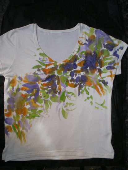 REMERAS PINTADAS Media Mixta Lienzo Floral