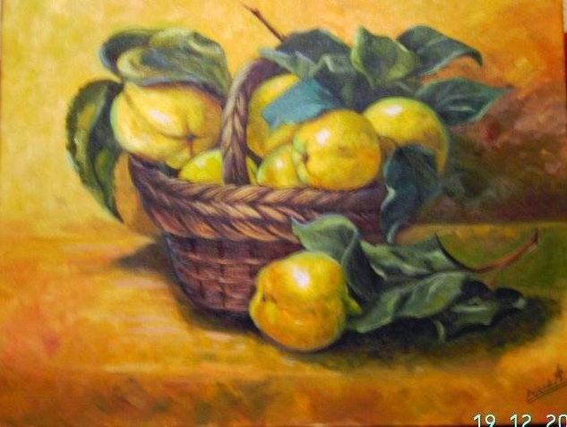 Cesto membrillo Oil Canvas Still Life Paintings