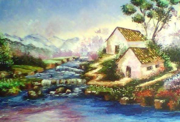 Paisaje Espatulado Ultramarino Oil Canvas Landscaping