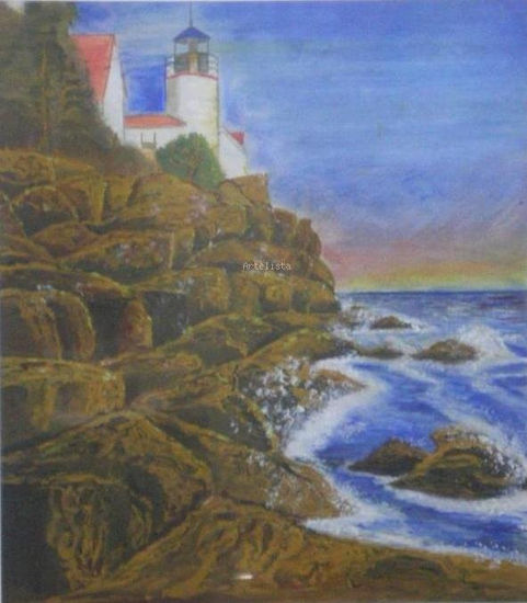 El faro Acrylic Card Marine Painting