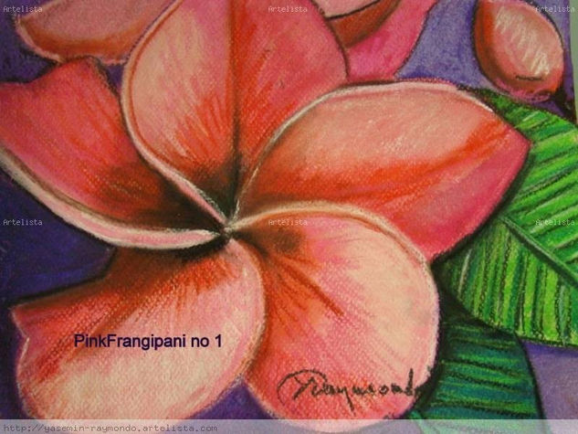 Pink Frangipani # 1 Pastel Paper Floral Painting