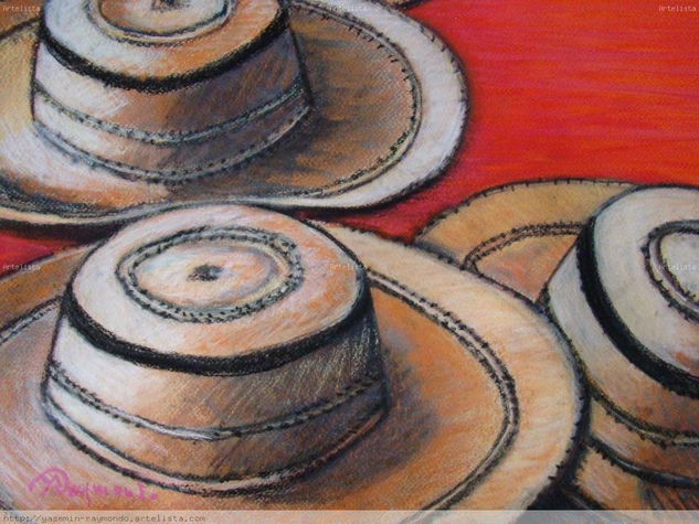 Sombreros Pintaos Pastel Paper Still Life Paintings