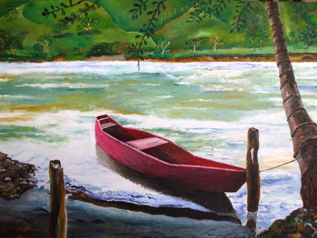 Canoa de pescadores Oil Canvas Landscaping