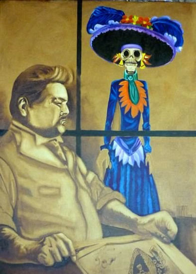 Homenaje a José Guadalupe Posada Óleo Lienzo Figura