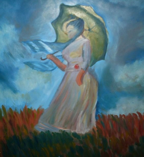 la dama de la sombrilla reproducción de Monet