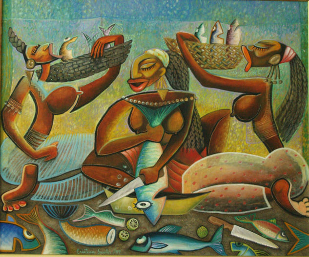 Limpiadoras de pescado Oil Canvas Nude Paintings