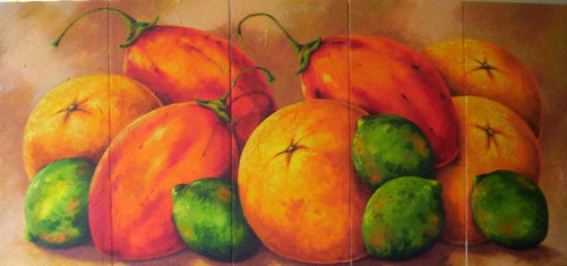 tomates naranjas y limones Acrylic Canvas Still Life Paintings