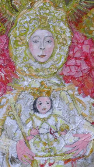 Detalle, Virgen del Rocío Mixed media Panel Figure Painting