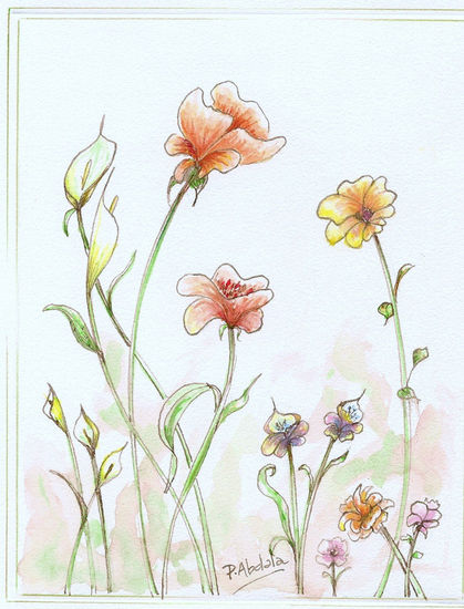 Flores VII Watercolour Card Floral Painting