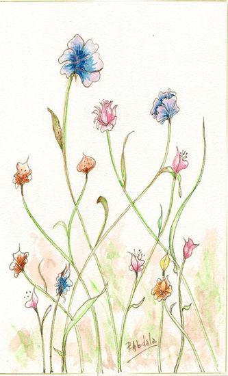 Flores VIII Watercolour Card Floral Painting