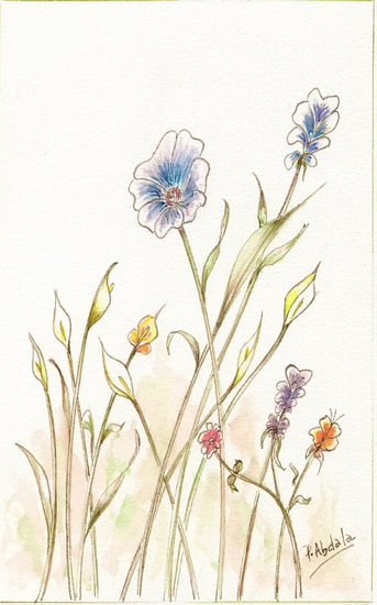 Flores IX Watercolour Card Floral Painting