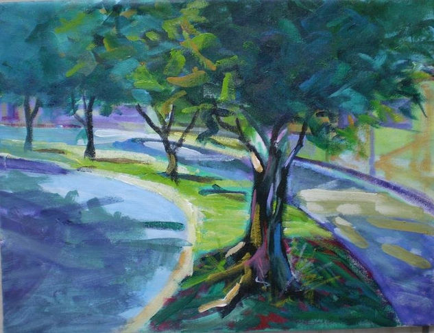 Paseo entre árboles Acrylic Canvas Landscaping