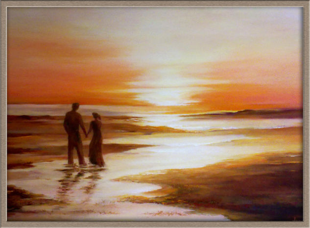 pareja en la playa Óleo Lienzo Paisaje