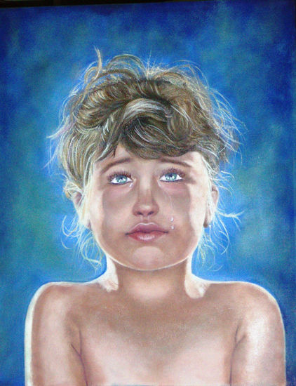 Niña llorando Oil Canvas Portrait