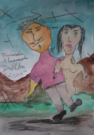 la pareja  dispareja Watercolour Paper Figure Painting