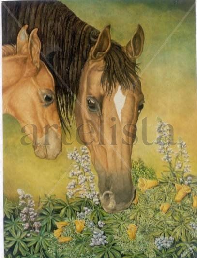 Azucena y platero Watercolour Paper Animals