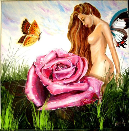 Fairy Rose Oil Canvas Landscaping