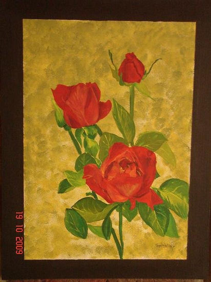 rosas Acrylic Panel Floral Painting