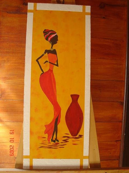 mujer con anfora Acrylic Panel Figure Painting