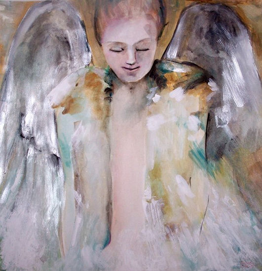 Angel de la anunciacion Watercolour Paper Figure Painting