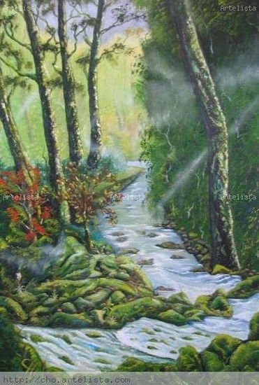 Bajando por el rio Oil Canvas Landscaping