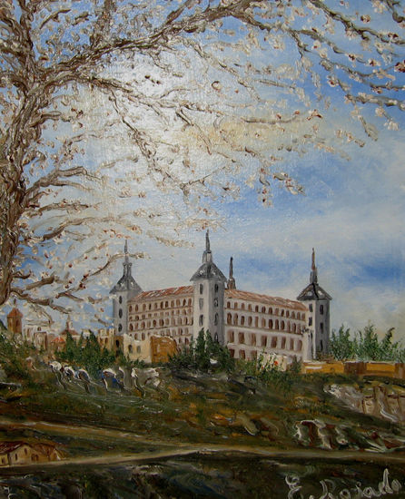 Primavera en el Alcazar de Toledo Óleo Lienzo Paisaje