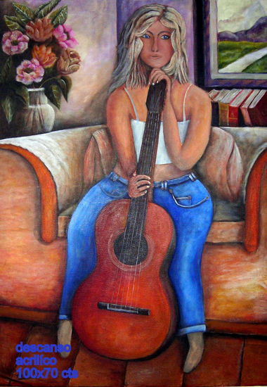 descanso Acrylic Canvas Figure Painting