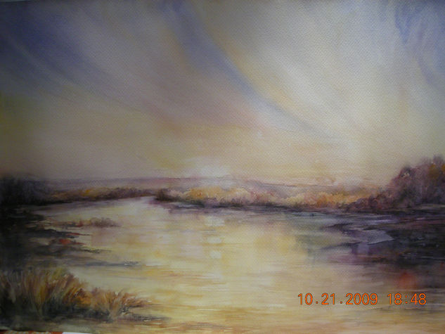 Atardecer en el Ebro Watercolour Paper Landscaping