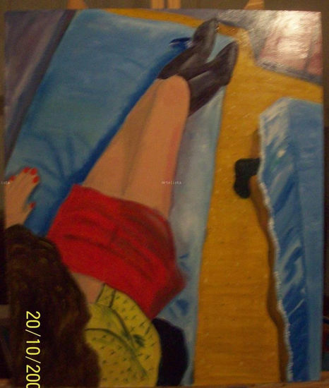 PIERNAS Oil Panel Figure Painting