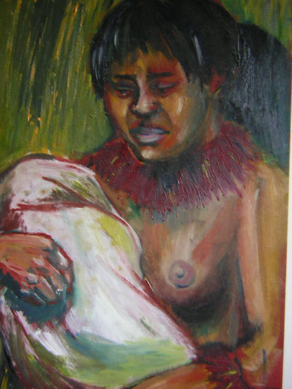 la mujer de Amazonas Oil Canvas