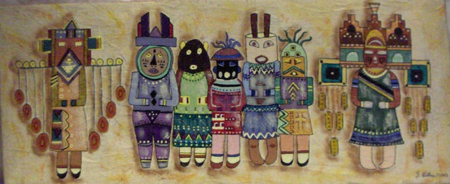 Cachinas II Acrylic Canvas Figure Painting