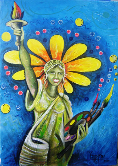 Un Alma en Libertad (Vuelo sin fin) "EL FLORECIMIENTO DEL VALLE DE LOS OCASOS" Acrylic Canvas Figure Painting