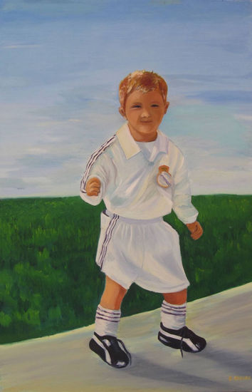 Niño futbolista Oil Canvas Figure Painting