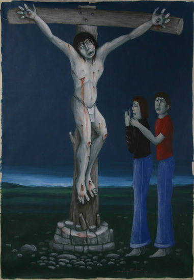 CRUCIFIXION - TENTACIONES DE SAN ANTONIO Gouache Paper Others