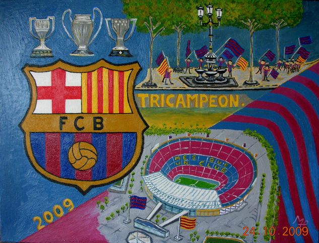 FUTBOL CLUB BARCELONA Óleo Cartulina Otros