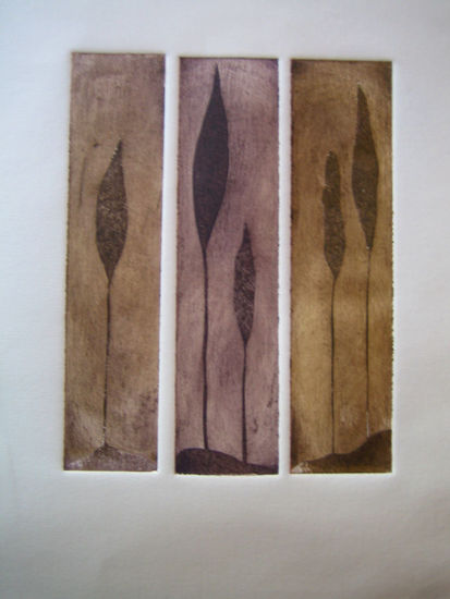 Seis trstes cipreses III Monoprint