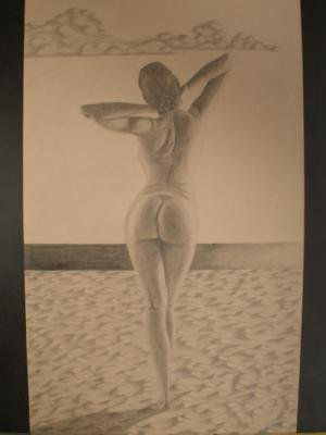 Mujer en la playa Graphite