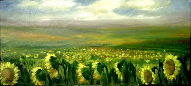 CAMPO DE GIRASOLES Óleo Lienzo Paisaje