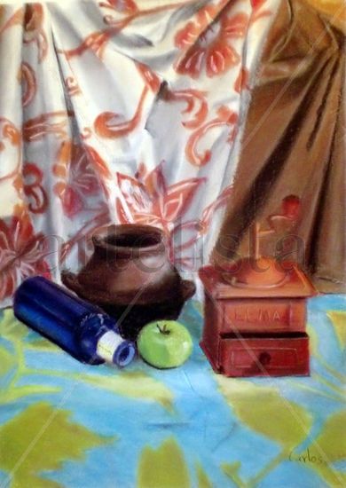 moliendo café Pastel Paper Still Life Paintings