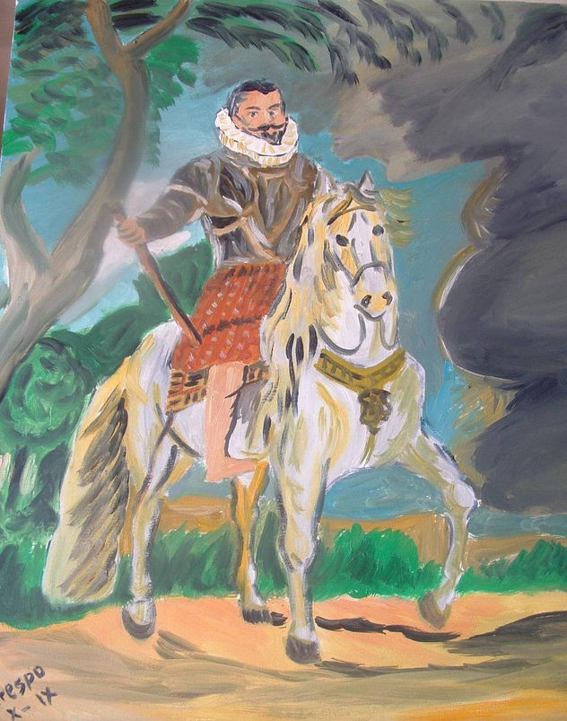 El Duque de Lerma , versión de Rubens óleo sobre lienzo 64x54 cm. de Crespo