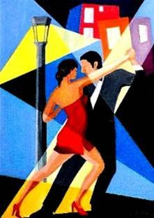 Vuelta de Rocha...Color Tango Oil Canvas Figure Painting