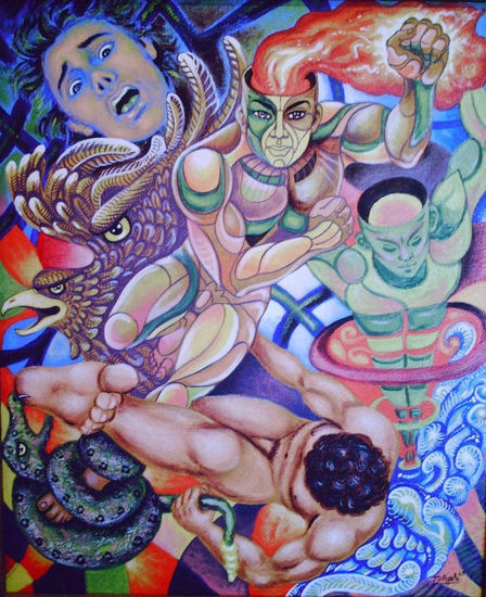 "El águila y la serpiente 1" Others Canvas Nude Paintings