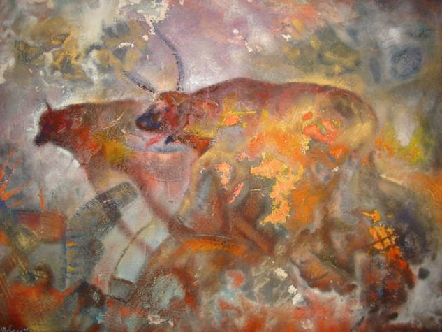 "La pareja perfecta 1" Media Mixta Tabla Animales